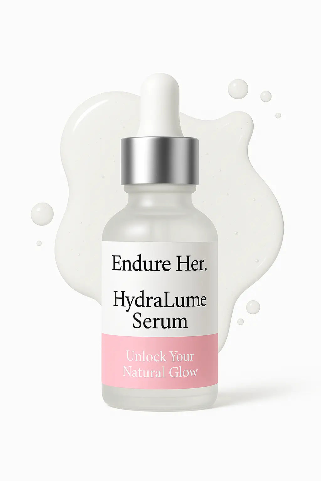 Endure Her HydraLume Serum bottle with dropper on a white background